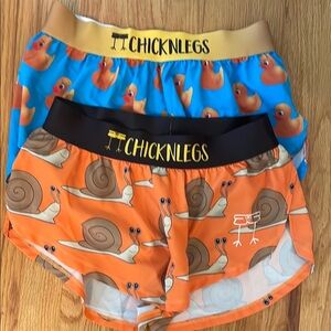 Ladies XS Duck and Snail Print running Shorts with liner.